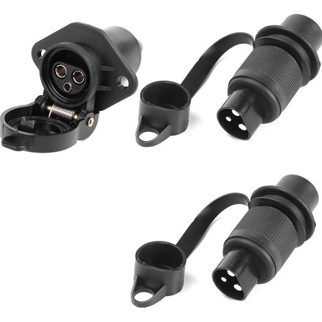 1 enchufe hembra de 3 pines para remolque y 2 enchufes de 3 pines para remolque de 12 V y 24 V para tractor agrícola (macho y hembra) (1/5)