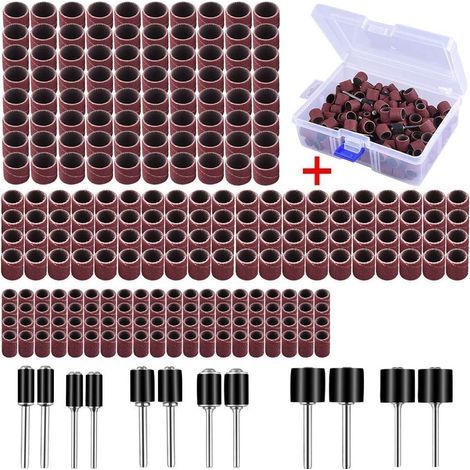 252-teiliges Schleiftrommel-Set mit kostenloser Aufbewahrungsbox, inklusive 240 Schleifbändern und 12 Trommeldornen für Dremel-Rotationswerkzeuge (1/5)
