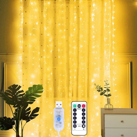Rideau lumineux LED, IP65, 200 diodes, 2 m, blanc chaud, résistant à l'eau, pour la décoration intérieure, les fêtes, le jardin et les événements.-AquaForge (1/5)