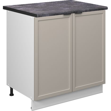 Mobile lavello cucina Fame-Line, GrigioBeige, 80 cm con ripiano, PL Antracite, Vicco