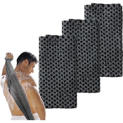 asciugamani esfolianti in stile giapponese, incluso un asciugamano da bagno in stile giapponese, adatto a pelli sensibili e ruvide (nero), 2 asciugamani a rete + 2 asciugamani a righe (1/5)