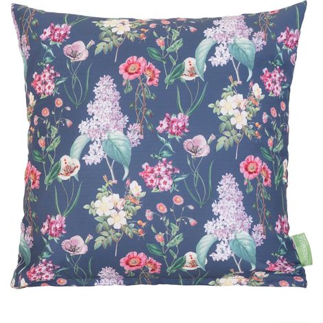 Gardenista Cuscini Decorativi, 45x45 Cuscini Decorativi Impermeabili con Rivestimento Sfoderabile Facile da Pulire, Prato Fiorito Blu Navy