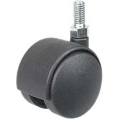 20PZ RUOTE DOPPIE IN NYLON CON PERNO mm.40 perno mm.8x15 ruota nylon, supporto nylon nero, perno in metallo