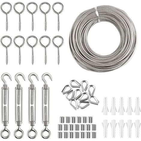 Câble en acier inoxydable 304 robuste avec revêtement PVC, idéal pour fixation sur poteau en bois (1/5)