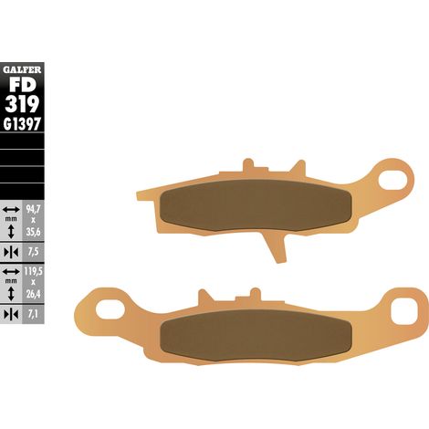 GALFER BREMSBELÄGE KH342 SINTERMETALL LINKS (GOLD) ATV VORNE KAWASAKI/SUZUKI