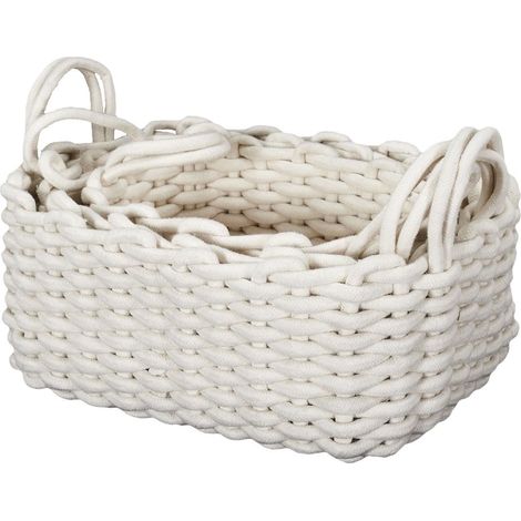 Lot de 3 Paniers Gigognes Tricot Blanc (1/5)