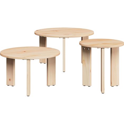 Couchtisch 3 pcs Natur Massivholz Kiefer