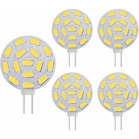 G4 3W LED Ampoules, équivalent à 20-30W lampes halogènes, G4 Base AC/DC 12V, 300 LM, éclairage encastré, éclairage sur rail, blanc (6000K, 5pcs) (1/2)