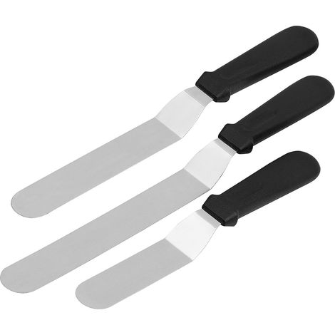 Spatule coudée pour décorer les gâteaux, en acier inoxydable noir, lot de 3 (ensemble de 3 pièces, noir) (1/4)