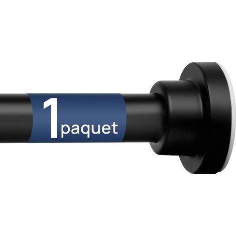 Tringle Rideau Extensible sans Percage, 81-137 cm, Noir, Φ 22mm (1/5)