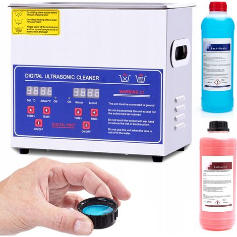 Pulitore a ultrasuoni da 3,2 litri con riscaldatore e display PS-20A + fluido TechSonic 1 litro + fluido Surfa Sonic CleanTech 1 litro (1/5)