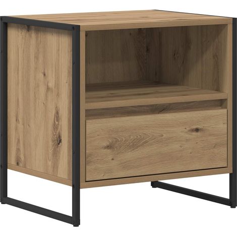 Maison Exclusive - Mesa de Noche con cajón Roble Artesanal 50 x 3