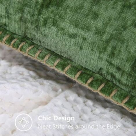 Housse Coussin - Velours Chenille - 45x45 Cm - Canape Lit - Motif Elfe Foret - Lot De 2 (1/4)