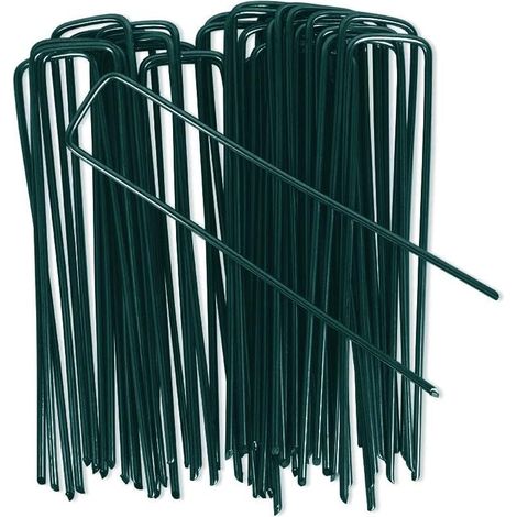 100pcs Piquets de Jardin, Piquets de Fixation de Jardin pour Toile de Paillage, Le Treillis Métallique et Les Filets, 150 mm x 25 mm Ø 3 mm