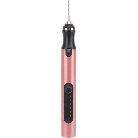 Mini-Akku-Gravierstift mit Rotationsfunktion und diversen Zubehörteilen für präzise Gravuren, tragbares Design für Nagelstudios aus Aluminiumlegierung (Roségold)