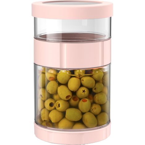 Bocal à cornichons en verre – Distributeur de cornichons – Large ouverture avec couvercle en silicone inversable – Bouteille en verre antidérapant pour séparation humide et sec – Cuisine salade miel (1/5)