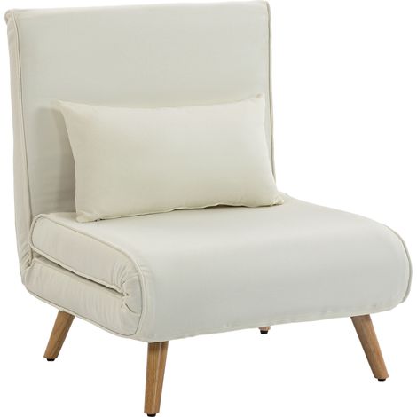 Fauteuil Ternaval Convertible Scandinave Bois Tissu Gris Lit Appoint Inclinable (1/5)