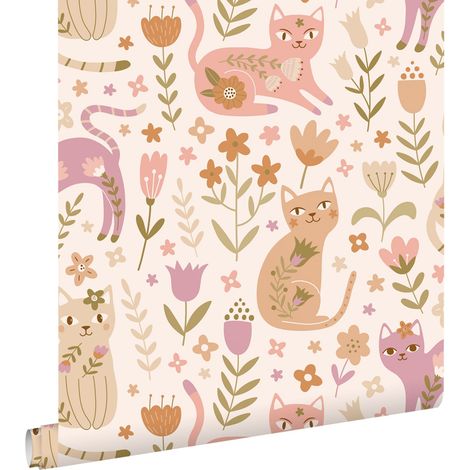 papier peint chatons violet, rose et beige - ESTAhome (1/5)