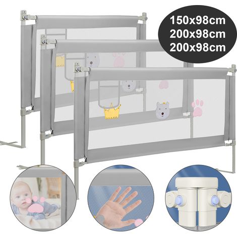 Jiubiaz 3X Barrière de Sécurité Enfant Lit, Barrière de Lit Enfant Bébé 150+200+200CM protection contre les chutes