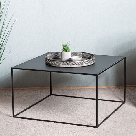 Table basse carrée 70x70x40 cm en métal noir - MACEIO (1/5)
