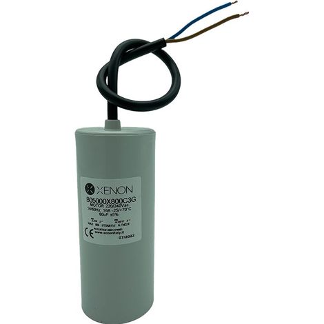 Condensateur électronique de démarrage 80µF à câble, fond plat, type "Booster"