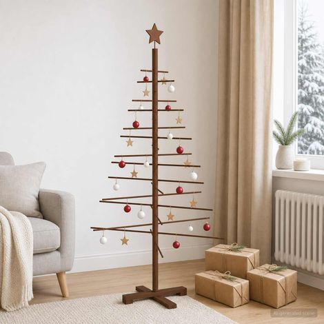 vidaXL Albero di Natale in legno 150 cm Bambù e legno di pino massello (1/5)