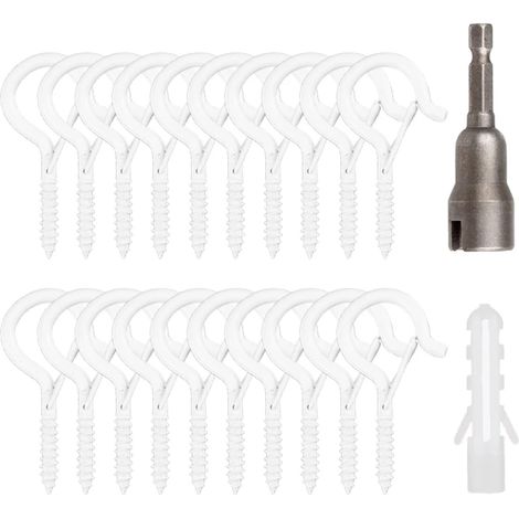 20 crochets plafond - blanc - pour suspension et décoration (1/5)