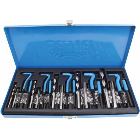 Gewindereparatur Gewinde Reparatur - Set M5 - M12 131-teilig mit HSS-Bohrer und Gewindeschneider, Edelstahl-Einsätze im Koffer