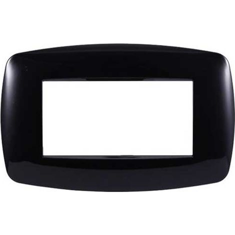 Ettroit Plaque compatible Bticino Livinglight 4 modules slim plastique, coloris noir - LN87402 (1/2)