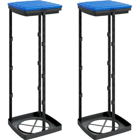 Ensemble de deux supports pour sacs poubelle PP de 120 L, noir et bleu (1/5)