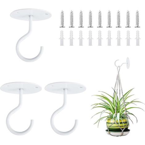 Ganci da soffitto per appendere piante, ganci metallici a forma di S da parete con viti e tasselli per appendere cesti di fiori (1/5)