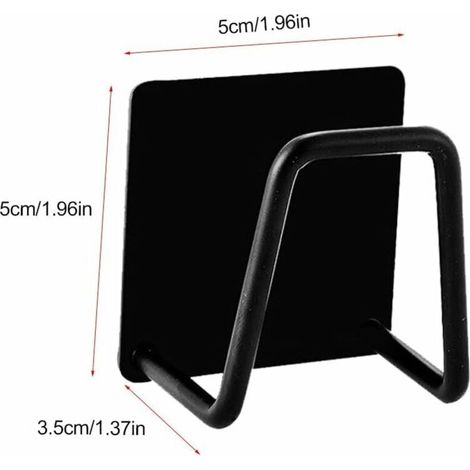 Porta spugne – Porta spugne da lavello da cucina, autoadesivo in acciaio inox – Per spugne, spazzolini da denti, panni per piatti – Set da 4, nero (1/4)