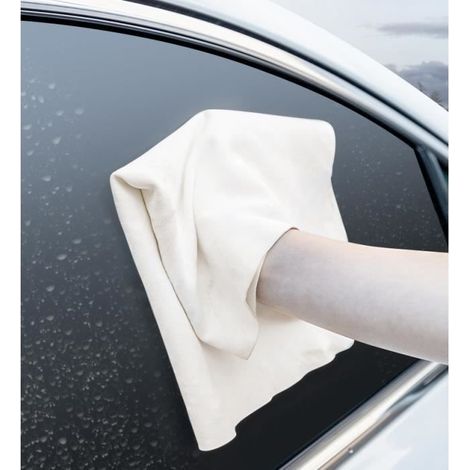 Peau de Chamois, Naturel Séchage de Voiture Magique Premium, Non Pelucheux, sans Rayures (50x70cm)-Ywey (1/5)