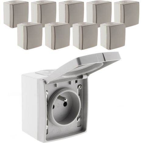 Orok – Lot de 10 prises 16A 2P+T étanche IP55 – Pose en saillie – Bornes automatiques – Norme NF pour extérieur