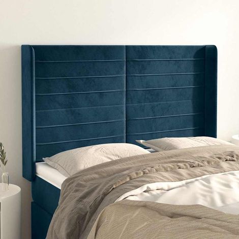 vidaXL Cabecero con orejas de terciopelo azul oscuro 147x16x118/128 cm (1/5)
