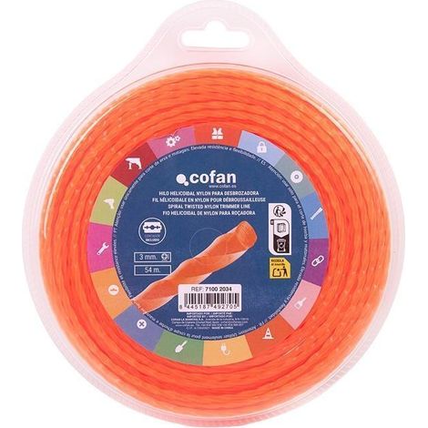 Hilo helicoidal de nylon para desbrozadora 54 m x 3 mm (1/5)