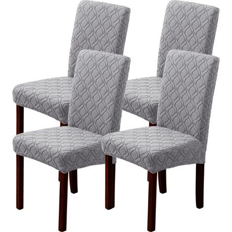 Set mit 4 dehnbaren, abnehmbaren und waschbaren Stuhlhussen für Zuhause, Küche, Hotel und Restaurant (4 Stück, hellgrau) (1/5)
