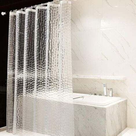 Anti-Schimmel-Duschvorhang 180 x 200 cm, halbtransparent, 0,18 mm dickes, wasserdichtes EVA-Material, waschbar, 3D-Duschvorhang mit 12 Ringen, PVC-frei