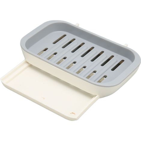 Porte-savon de salle de bain sans perçage avec système d'évacuation d'eau et adhésif (1/5)