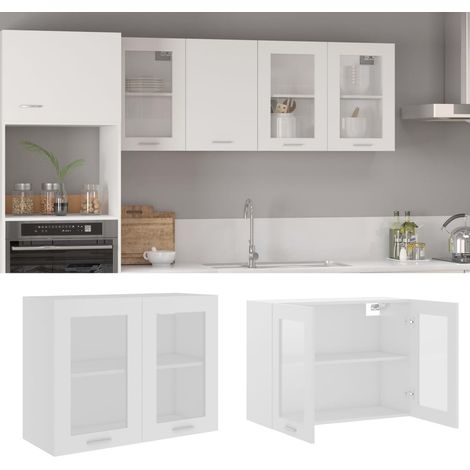 Armoire en verre suspendue Blanc 80x31x60 cm (1/5)