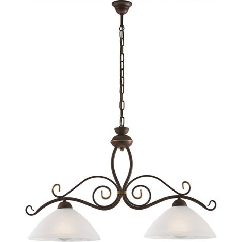 Lampadario Rustico Faraone 2 Luci Marrone e Bianco LuceArt Classic (1/5)
