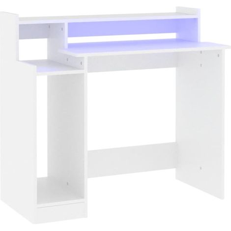 Maison Exclusive - Schreibtisch mit LEDs Weiß 97x45x90 cm Holzwer