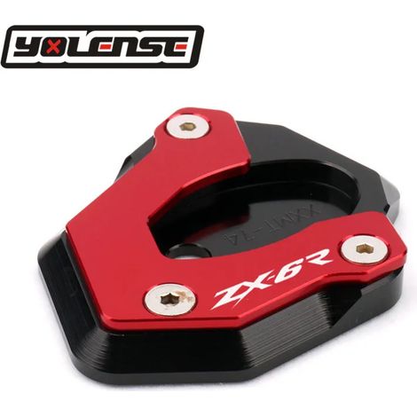 (Rouge-Zx6R) Compatible avec les motos KAWASAKI ZX-6R, ZX-10R, ZX6R, ZX10R et ZX 6R. Béquille latérale CNC, extension de béquille, plaque de support, support agrandissant la béquille. (1/4)