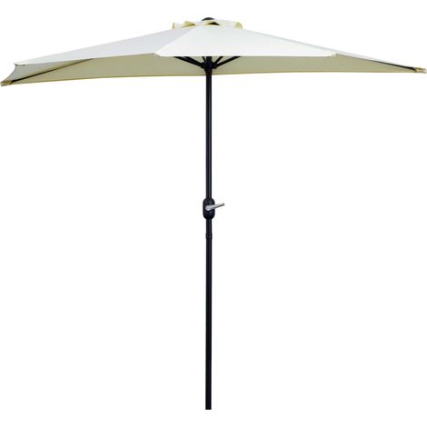 Outsunny Balkonschirm, Ø 2,6 m, 5 Stahlstreben, beigefarbenes Polyester