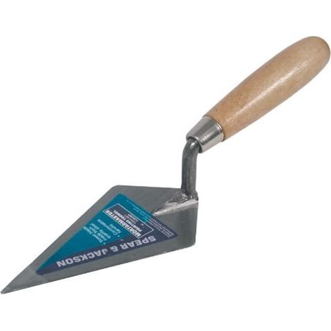 1 - Truelle de jointoiement - Outil de maçonnerie - Lame en acier au carbone - Pour réparation de briques et mortier - Manche en bois - 15x6 cm