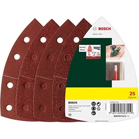 Assortiment de 25 disques abrasifs Bosch - Pour Ponceuses Multi, Grain 40/80/120/180