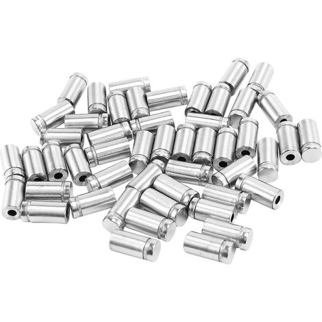 Lot de 50 vis d'entretoise pour panneaux publicitaires, en acier inoxydable, pour fixation murale sur verre ou acrylique. (1/5)