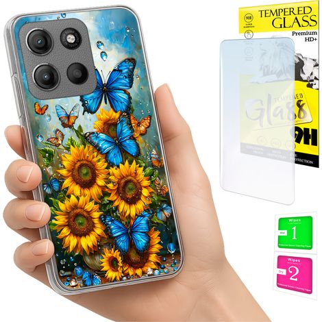 Funda para Motorola Moto G15 con diseño de mariposas y cristal. (1/5)
