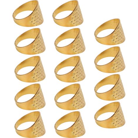 Anneau de dé à coudre ajustable en laiton doré - Accessoire de couture pour réparation de vêtements (1/5)
