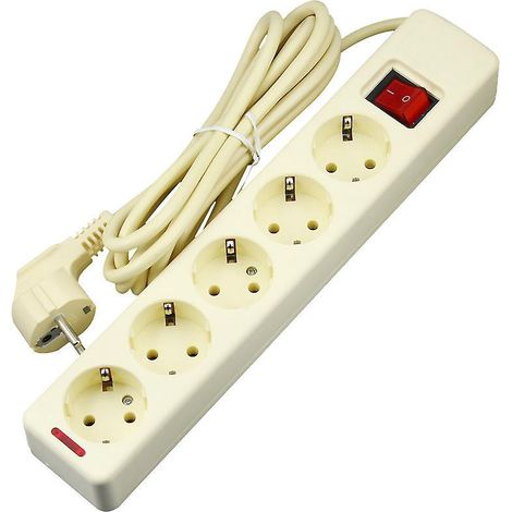 fil Spcialis - Blanc 1 Pc 5 Prises, Multiprise - 5 Prises + Interrupteur, Multiprise Rallonge - 5p / 16a / 3g1mm (1/5)